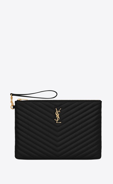 Monogram tablet pouch in matelassé leather